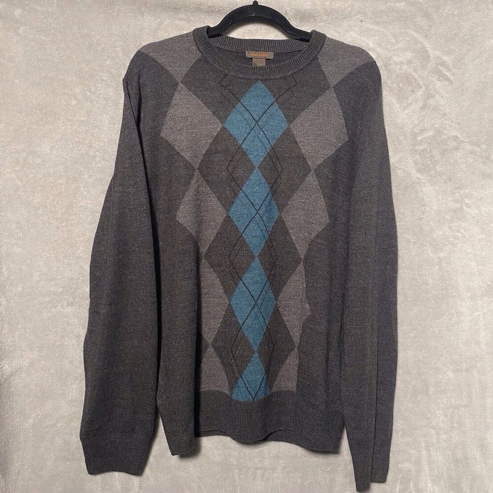 Dockers Men Crew Neck Sweater  Blue and Gray Sz L Winter